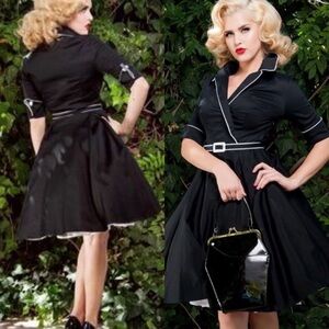 Deadly Dames by Micheline Pitt Pinup Swing Haunted Housewife  Black Dress XL